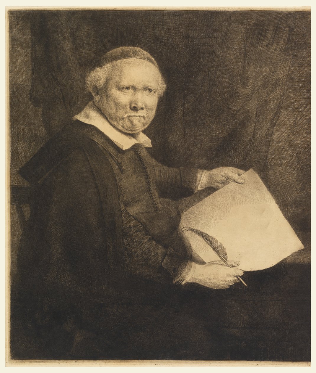 Lieven Willemsz van Coppenol, mistrz pisania ("Wielki Coppenol") autorstwa Rembrandt van Rijn