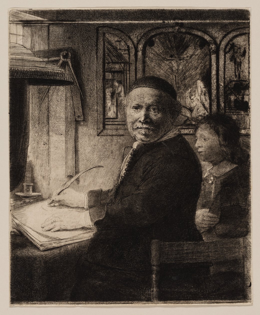 Lieven Willemsz van Coppenol, mistrz pisania: The Small Plate autorstwa Rembrandt van Rijn
