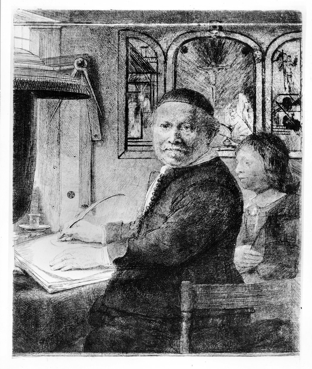 Lieven Willemsz van Coppenol, c.1658 (akwaforta) autorstwa Rembrandt van Rijn