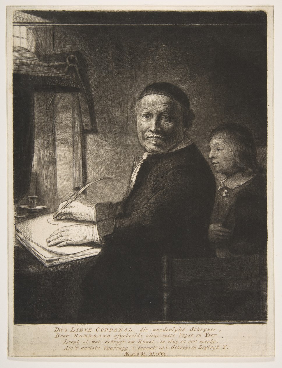 Lieven Willemsz van Coppenol z wnukiem, ok. 1658. autorstwa Rembrandt van Rijn