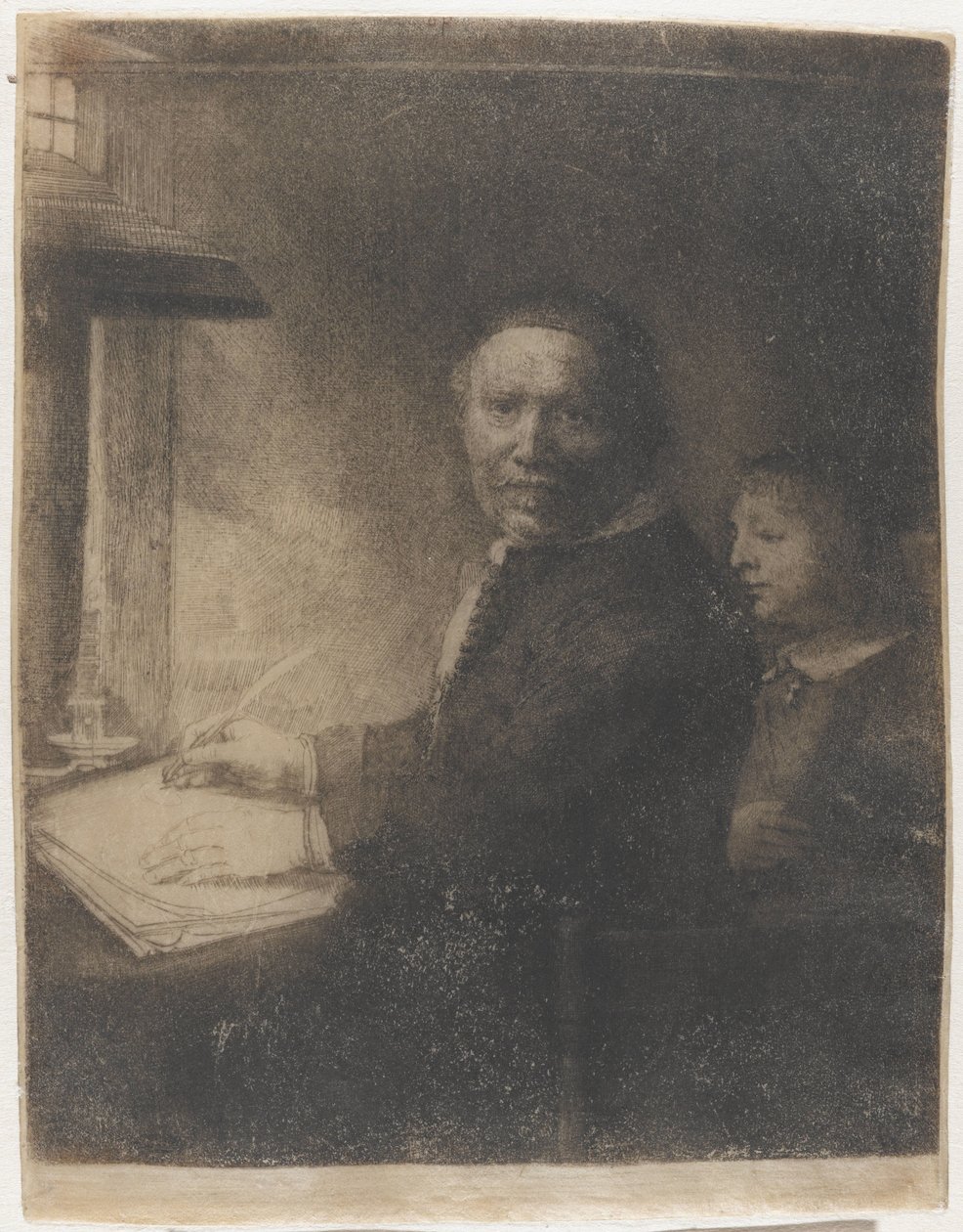 Lieven Willemsz. van Coppenol, mistrz pisania: mniejszy talerz autorstwa Rembrandt van Rijn