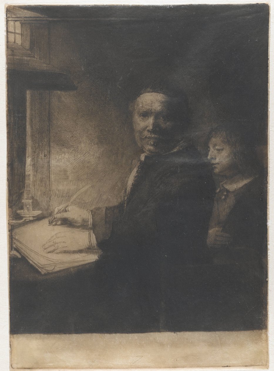 Lieven Willemsz. van Coppenol, mistrz kaligrafii: mniejsza tabliczka autorstwa Rembrandt van Rijn