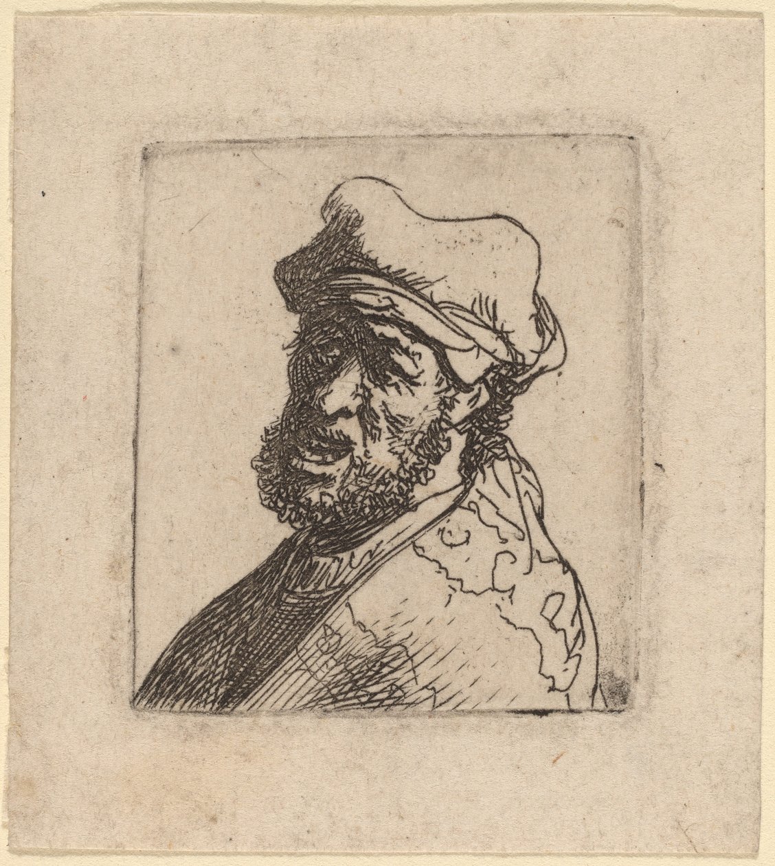 Mężczyzna woła, trzy czwarte w lewo autorstwa Rembrandt van Rijn