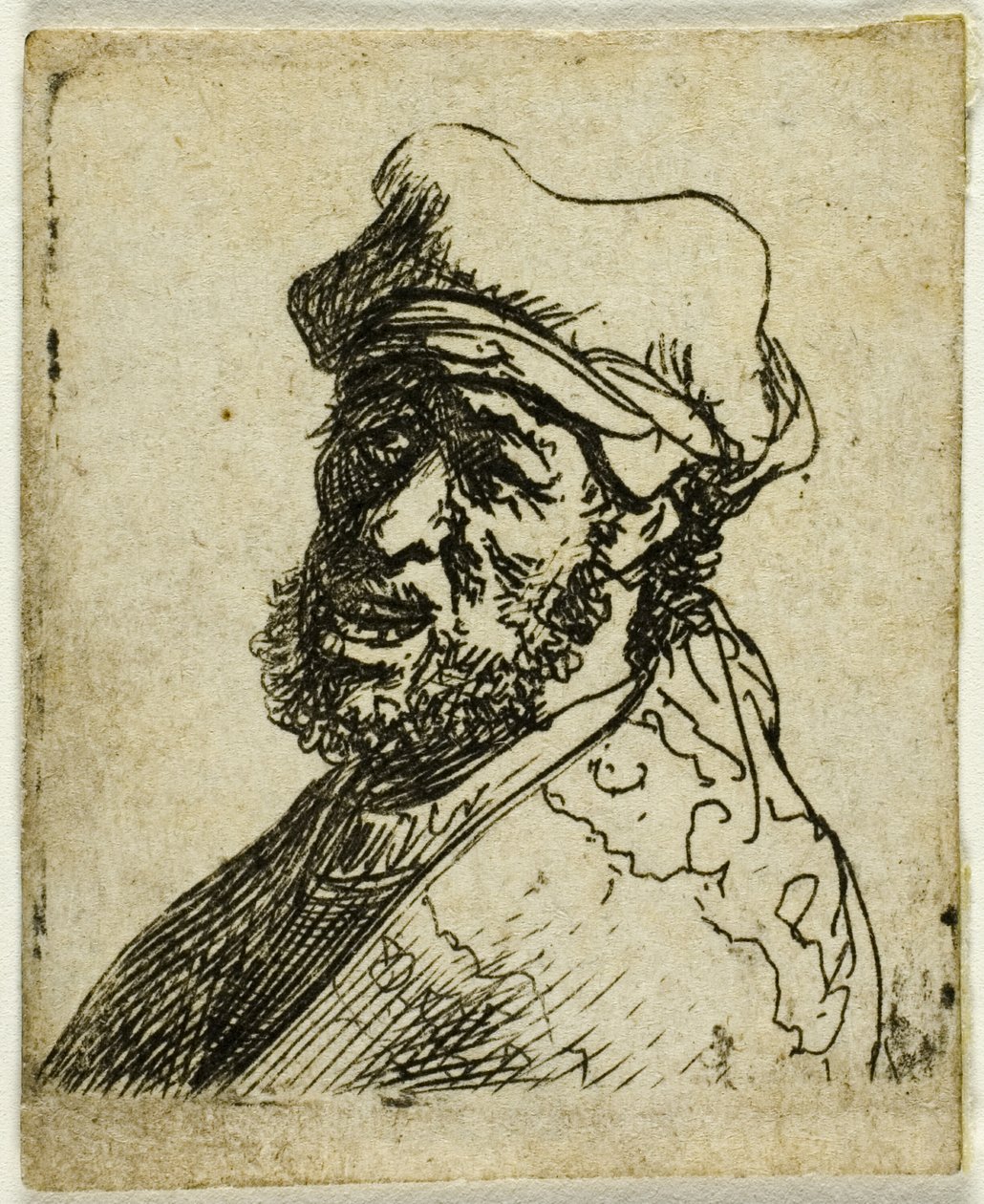 Mężczyzna płacze, trzy czwarte po lewej: piersi autorstwa Rembrandt van Rijn