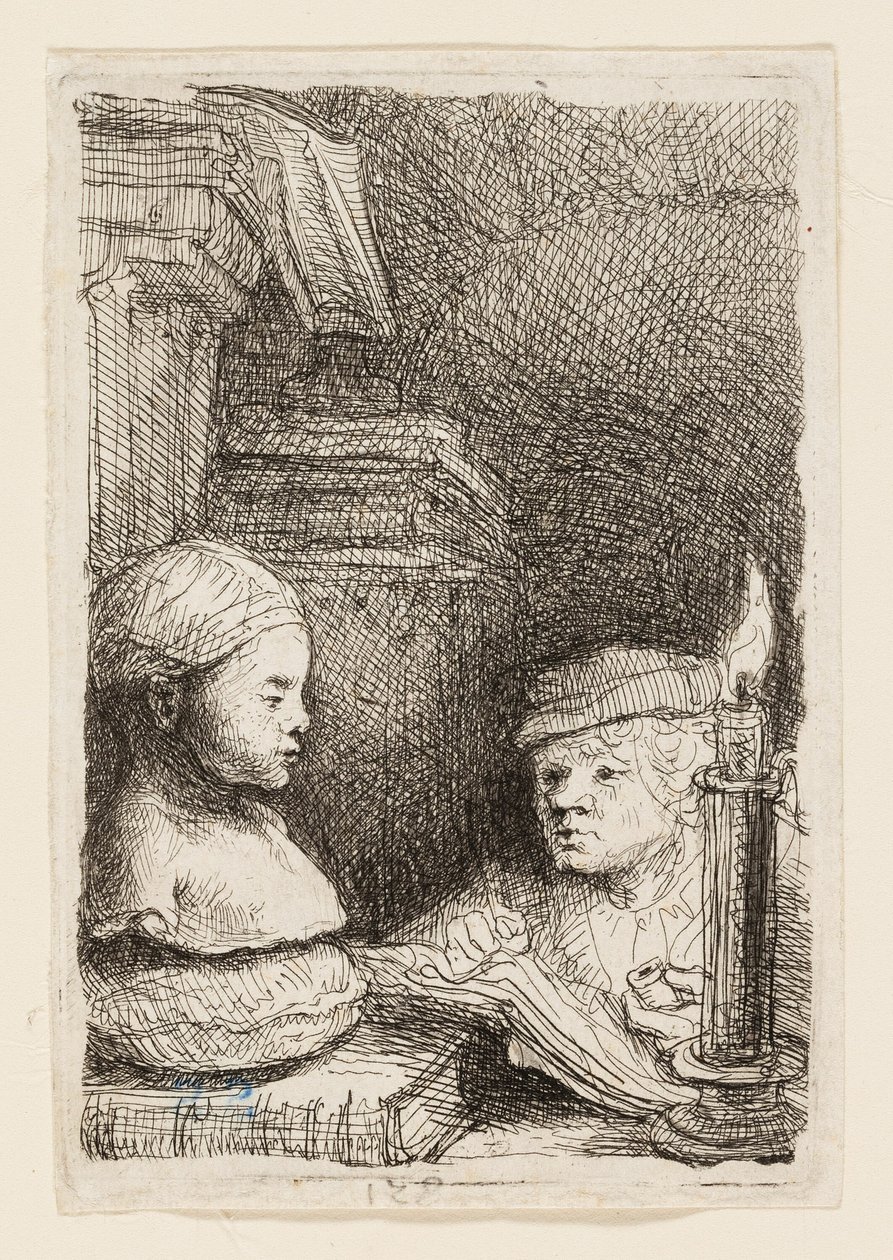 Mężczyzna rysujący z obsady autorstwa Rembrandt van Rijn