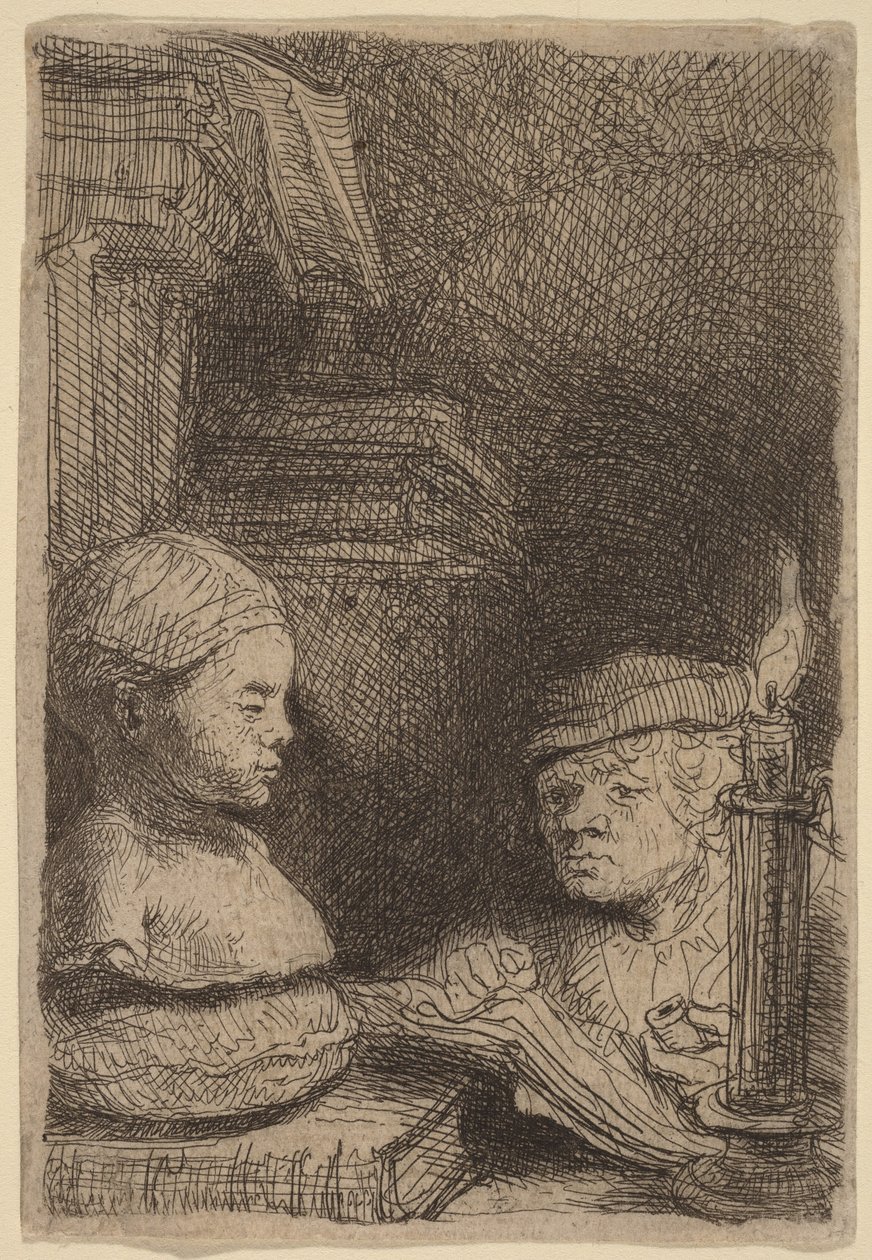 Mężczyzna rysujący z odlewu autorstwa Rembrandt van Rijn