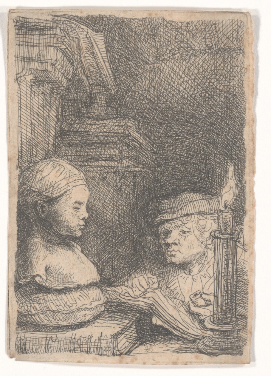 Mężczyzna rysujący z odlewu autorstwa Rembrandt van Rijn