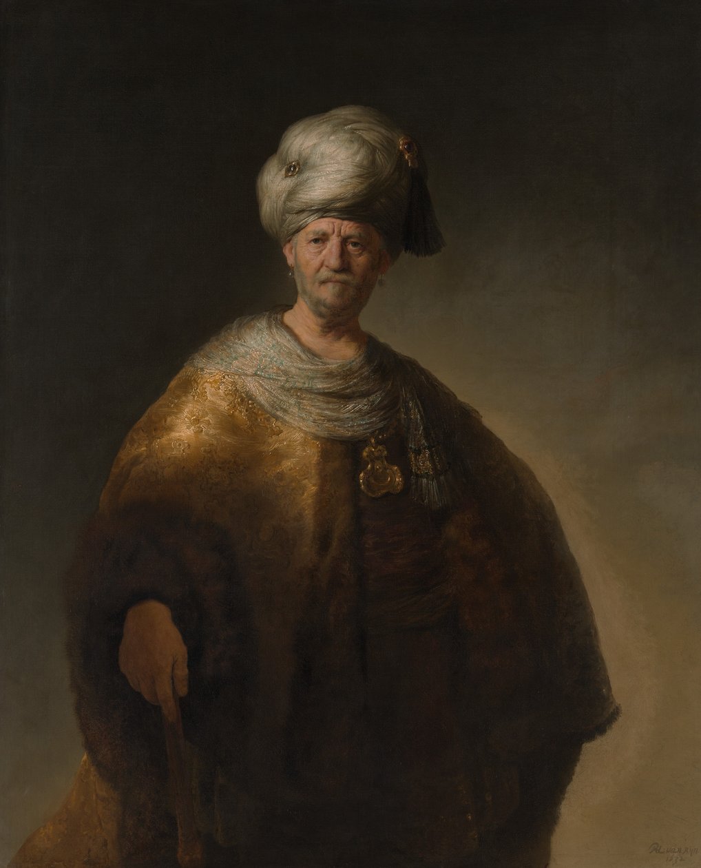 Mężczyzna w stroju orientalnym. Szlachetny Słowianin, 1632. autorstwa Rembrandt van Rijn