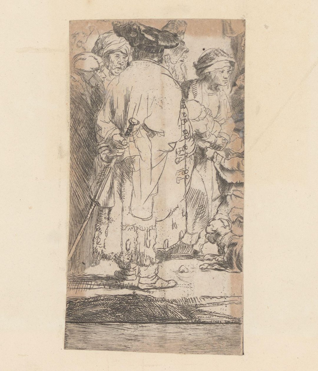 Mężczyzna w płaszczu, widziany od tyłu Zdjęcie stu guldenów autorstwa Rembrandt van Rijn