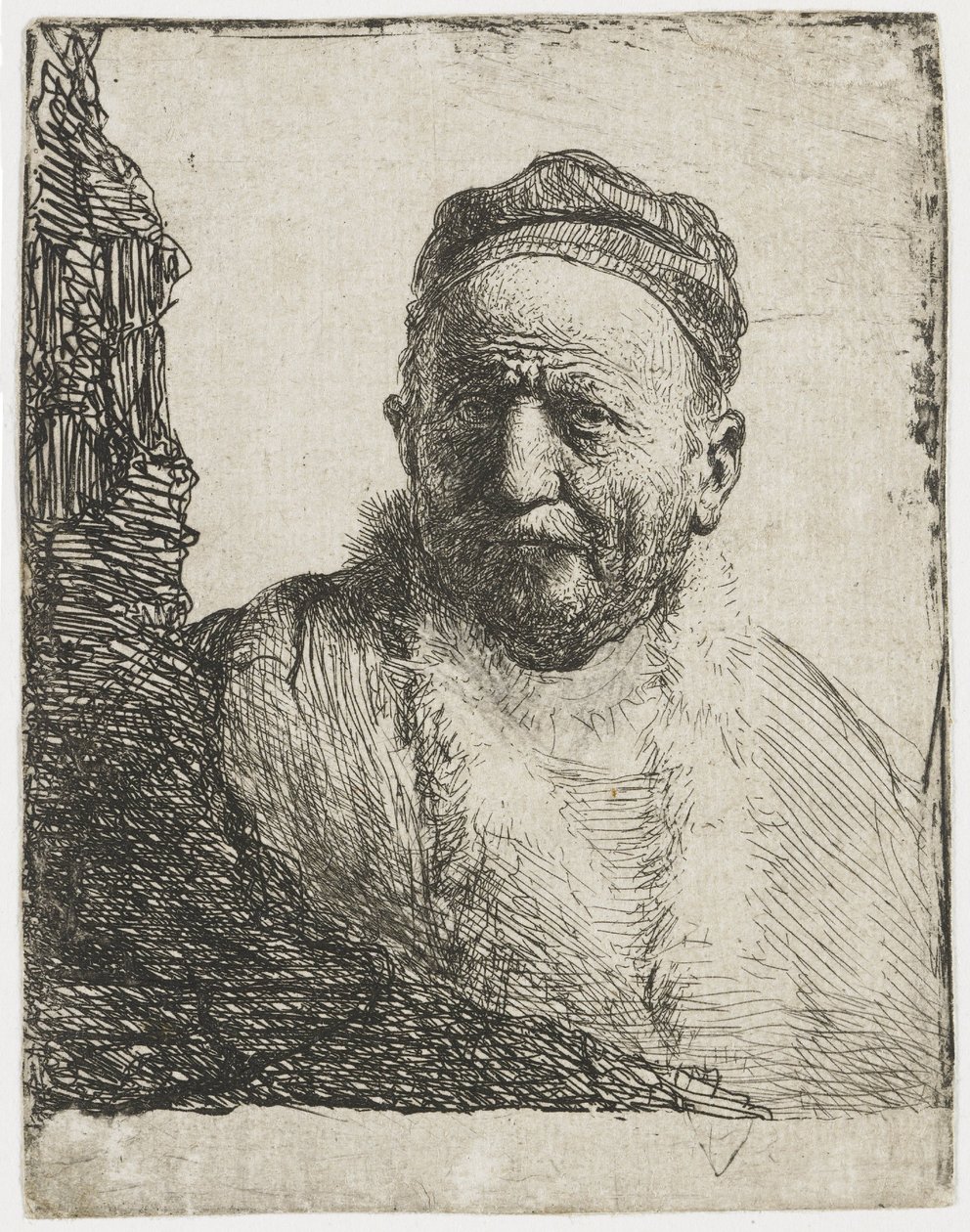 Mężczyzna w czapeczce autorstwa Rembrandt van Rijn