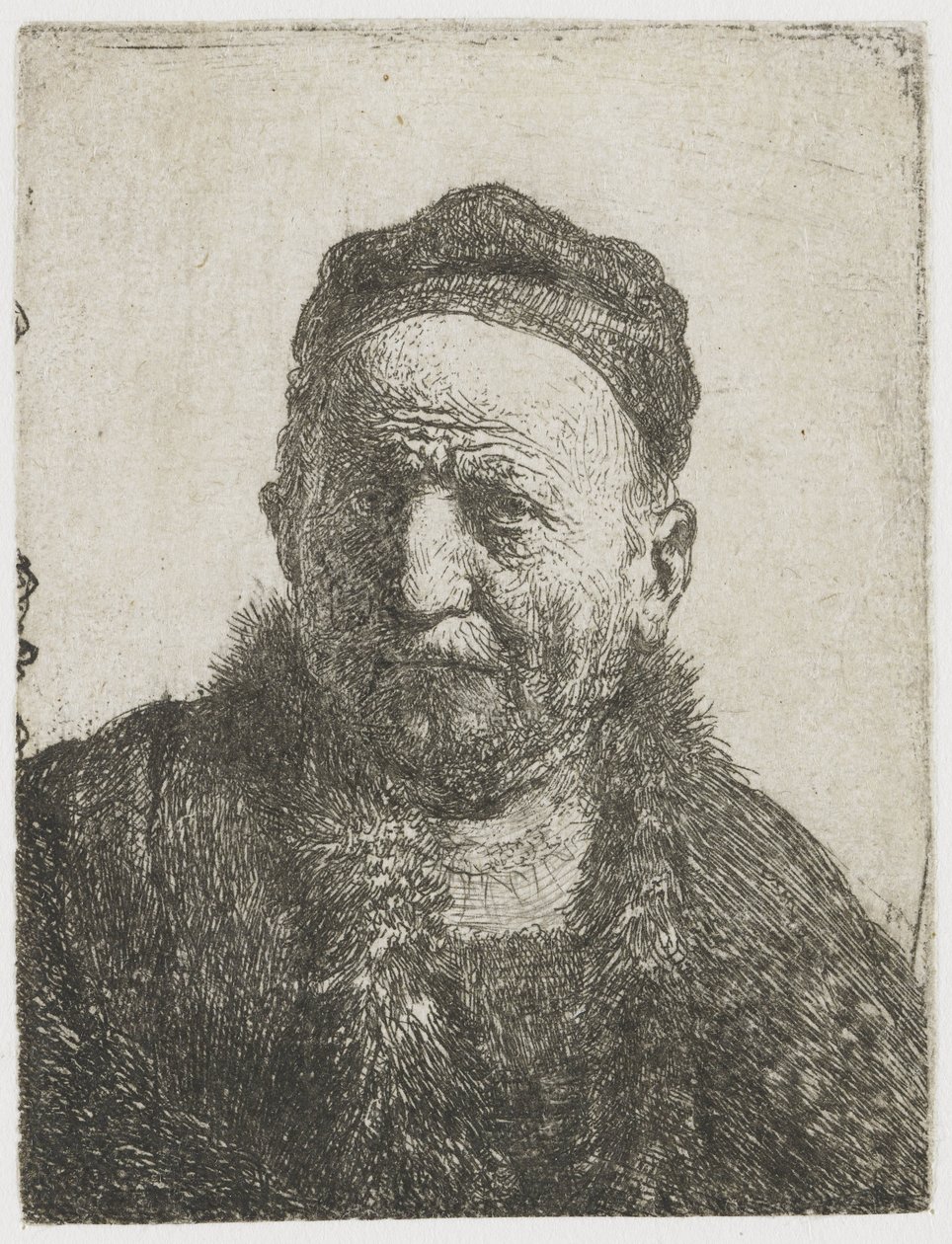 Mężczyzna w zamkniętej czapce: biust (ojciec artysty?) autorstwa Rembrandt van Rijn