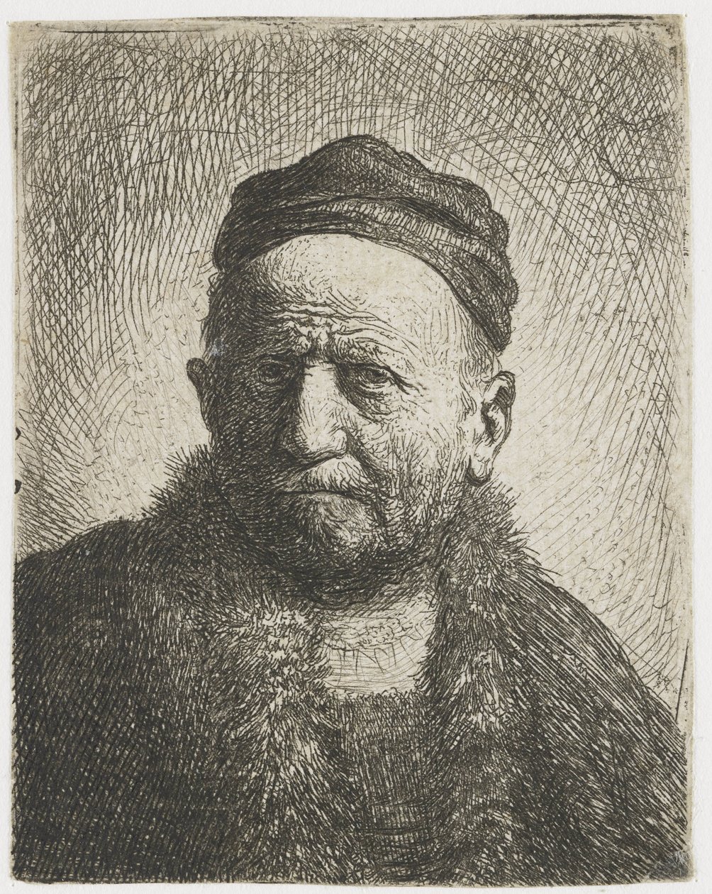 Mężczyzna w zamkniętej czapce: biust (ojciec artysty?) autorstwa Rembrandt van Rijn