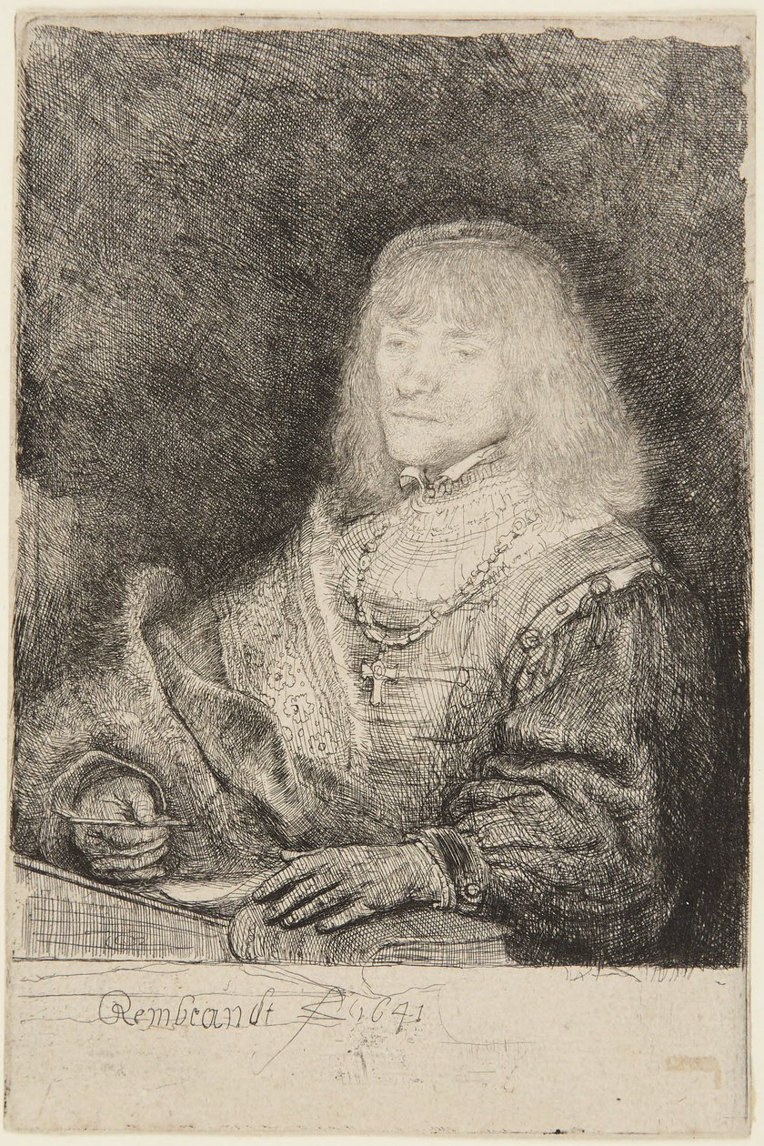 Mężczyzna z krucyfiksem i łańcuchem autorstwa Rembrandt van Rijn