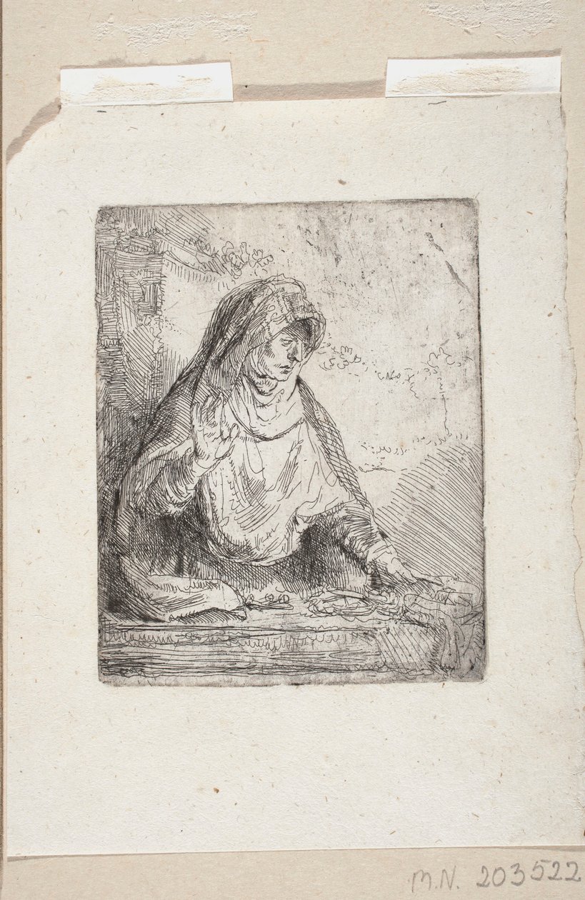 Matka Boska Bolesna z narzędziami Męki Pańskiej autorstwa Rembrandt van Rijn