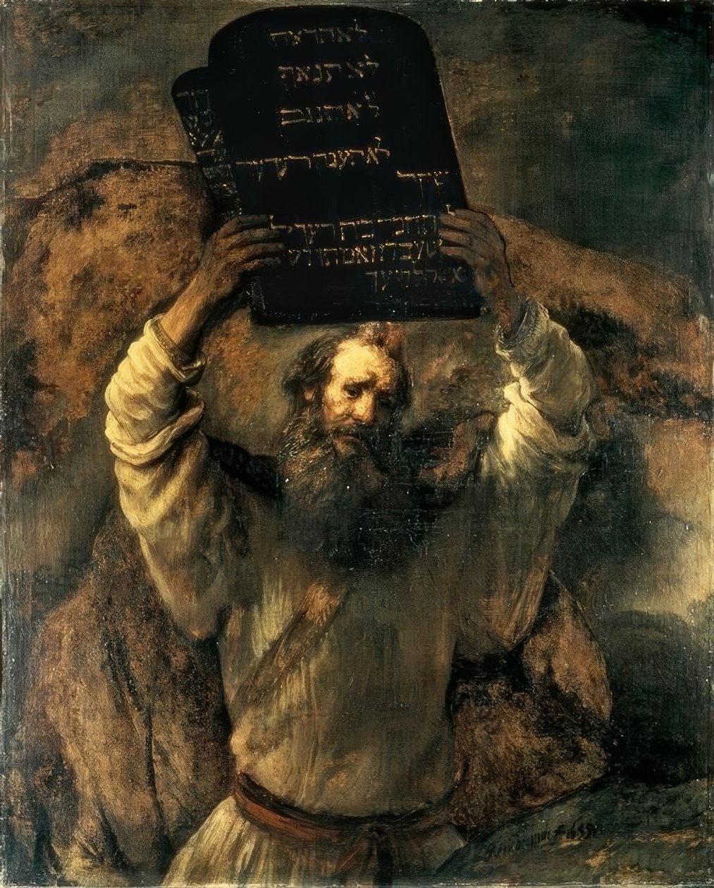 Mojżesz rozbija tablice prawa autorstwa Rembrandt van Rijn