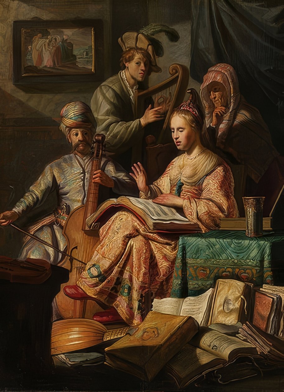 Towarzystwo Muzyczne. 1626 autorstwa Rembrandt van Rijn