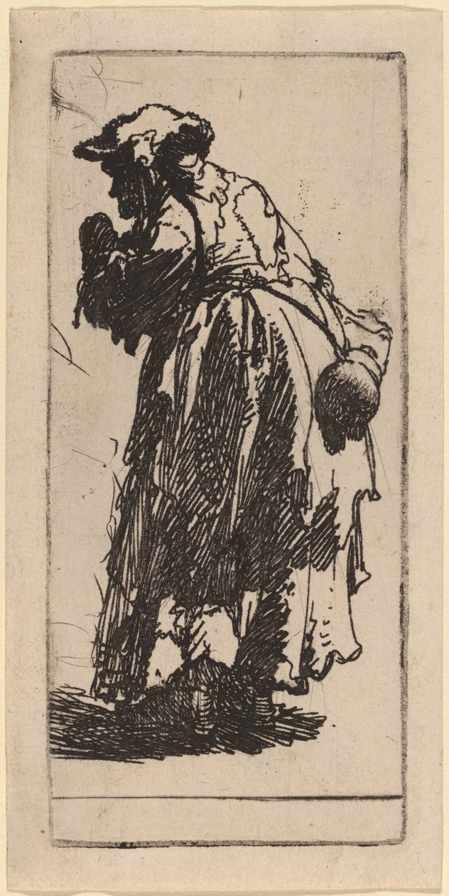 Stara żebraczka z tykwą autorstwa Rembrandt van Rijn