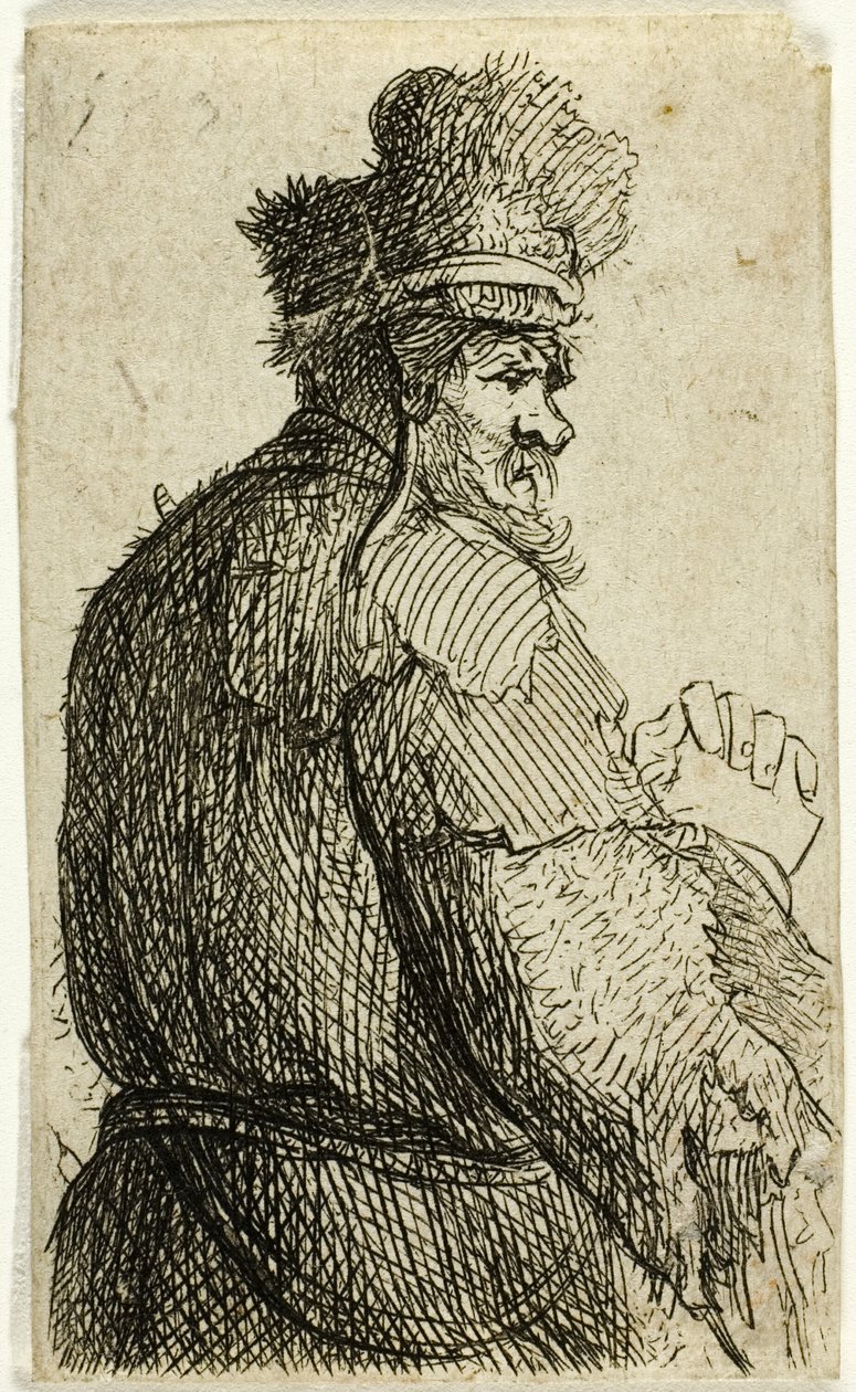 Stary człowiek widziany z tyłu, profil po prawej: półpostać autorstwa Rembrandt van Rijn