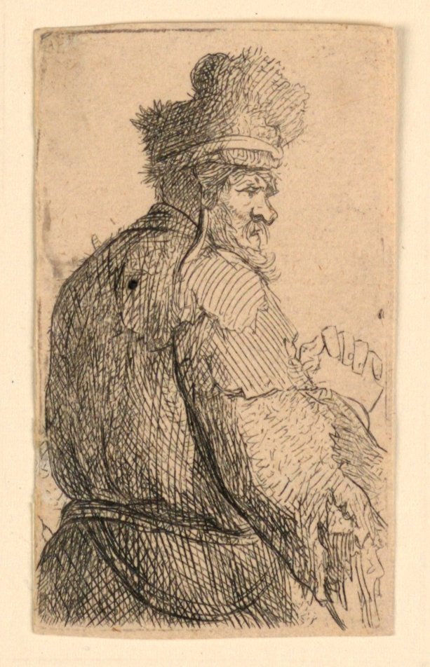 Stary człowiek widziany z tyłu, profil po prawej: półpostać autorstwa Rembrandt van Rijn