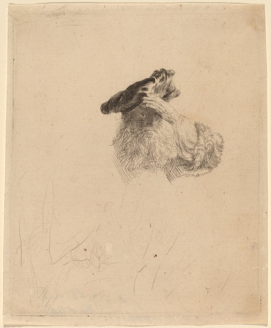 Stary człowiek osłaniający oczy dłonią autorstwa Rembrandt van Rijn