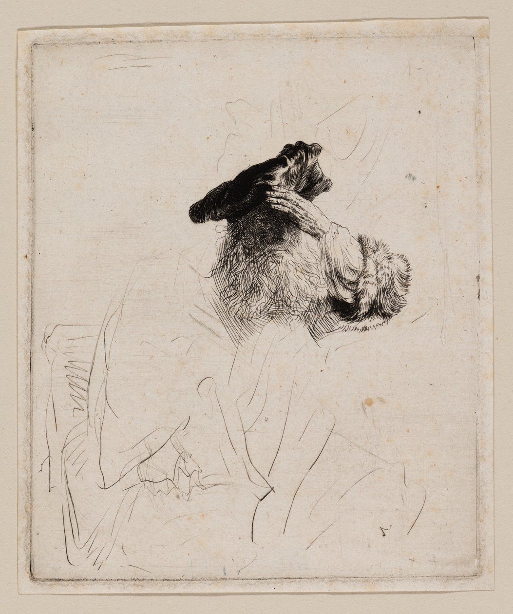 Stary człowiek osłaniający oczy dłonią autorstwa Rembrandt van Rijn