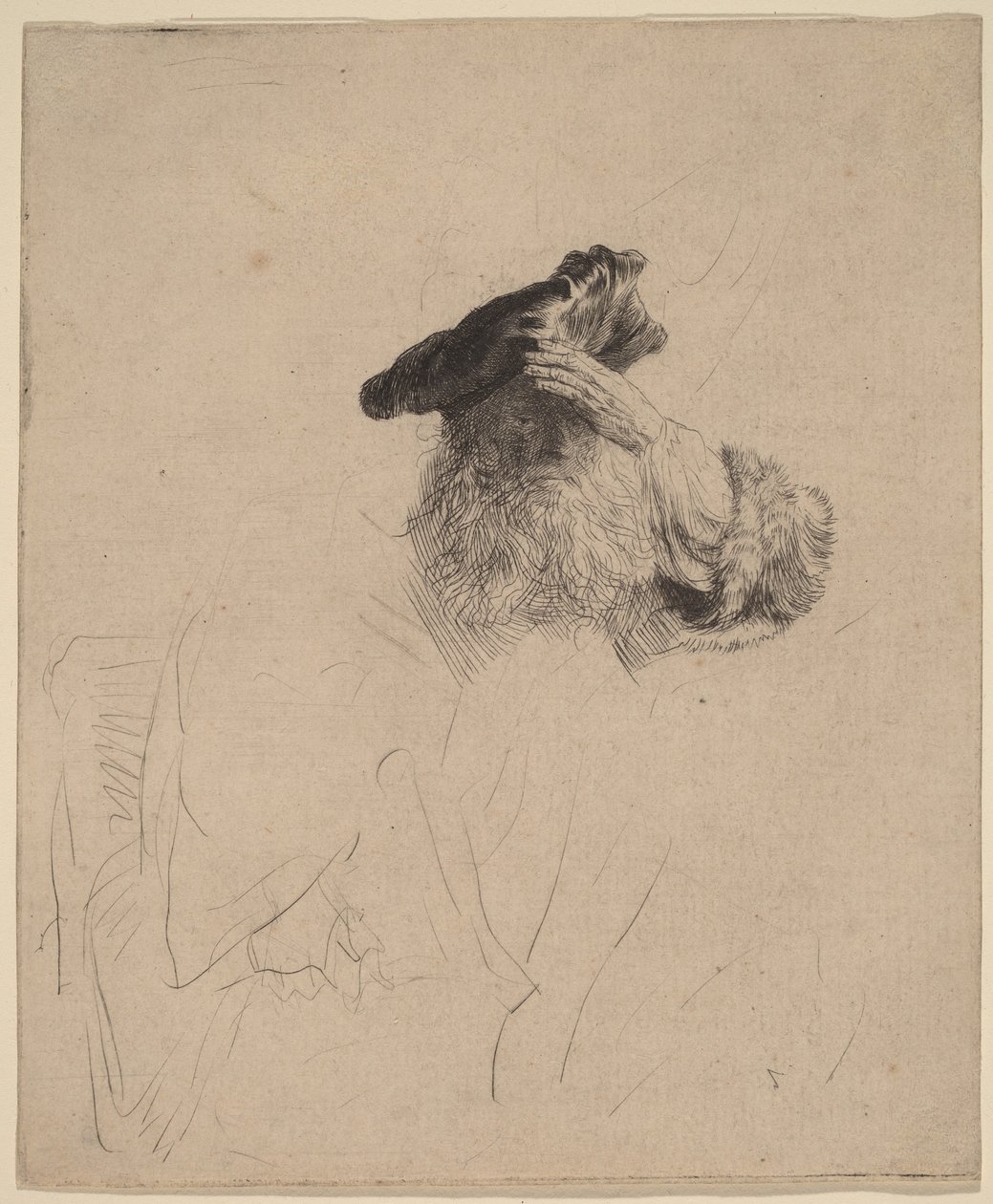 Starszy mężczyzna zasłaniający dłonią oczy autorstwa Rembrandt van Rijn