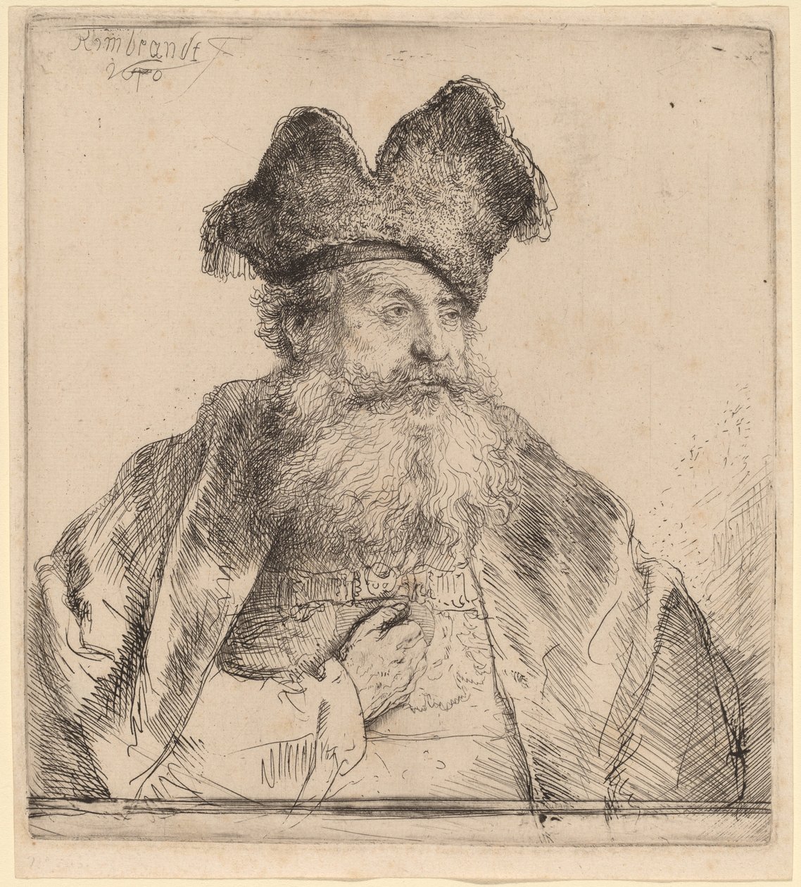 Starzec w czapce z podzielonym futrem autorstwa Rembrandt van Rijn