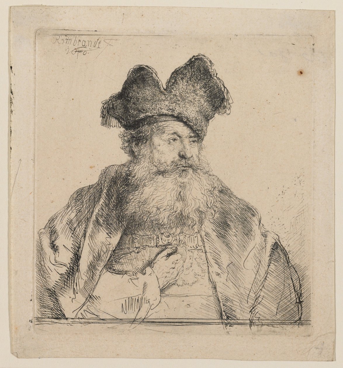 Staruszek w czapce z dzielonym kołnierzem autorstwa Rembrandt van Rijn