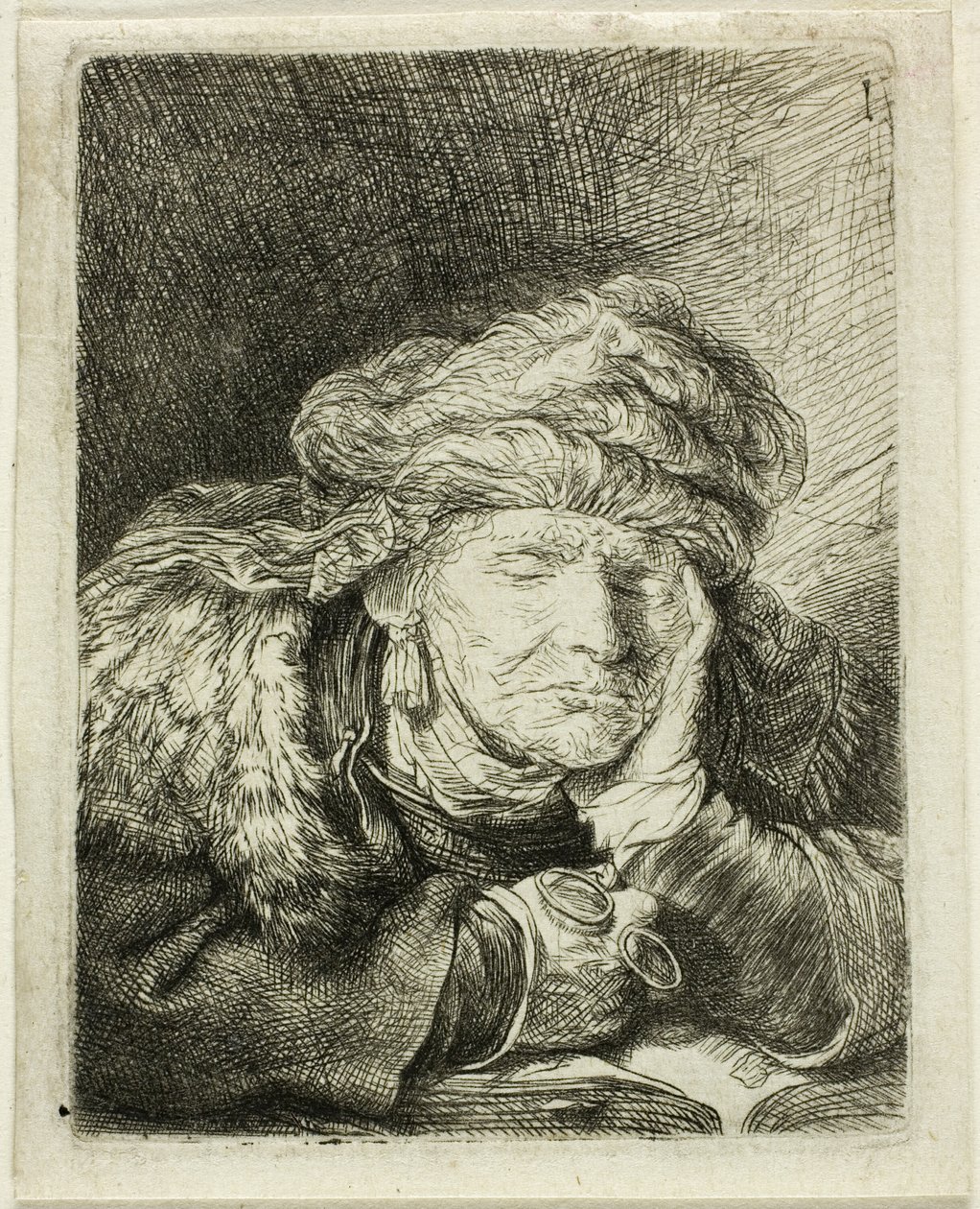 Stara kobieta śpi autorstwa Rembrandt van Rijn
