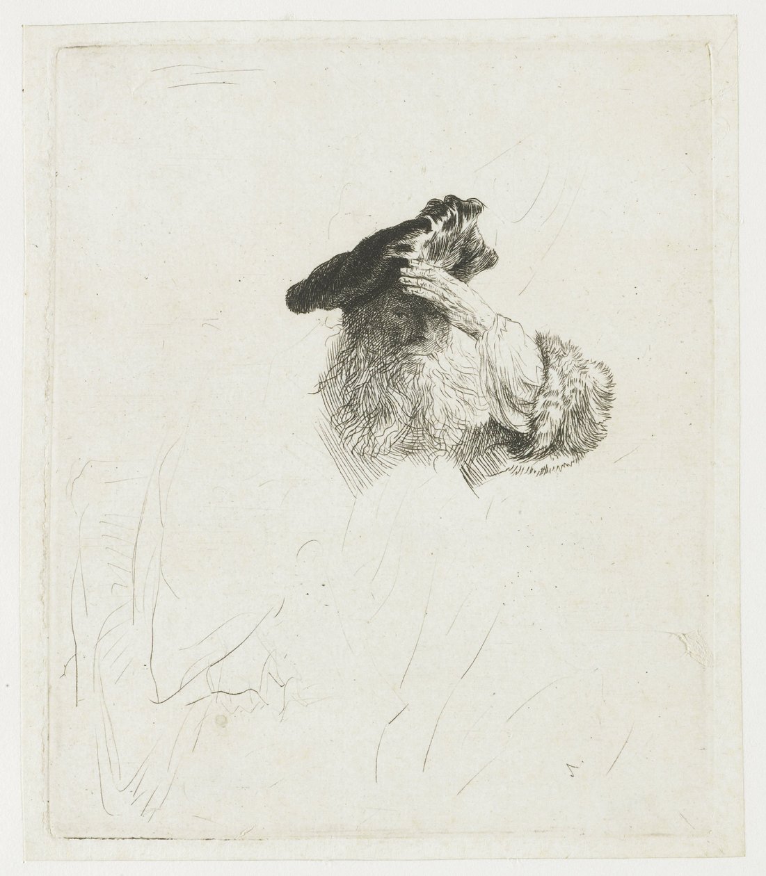 Starszy mężczyzna zasłaniający dłonią oczy autorstwa Rembrandt van Rijn