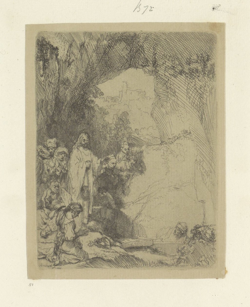 Opwekking van Lazarus: mały plaat Kolekcja osiemdziesięciu pięciu oryginalnych grafik (tytuł serii) autorstwa Rembrandt van Rijn