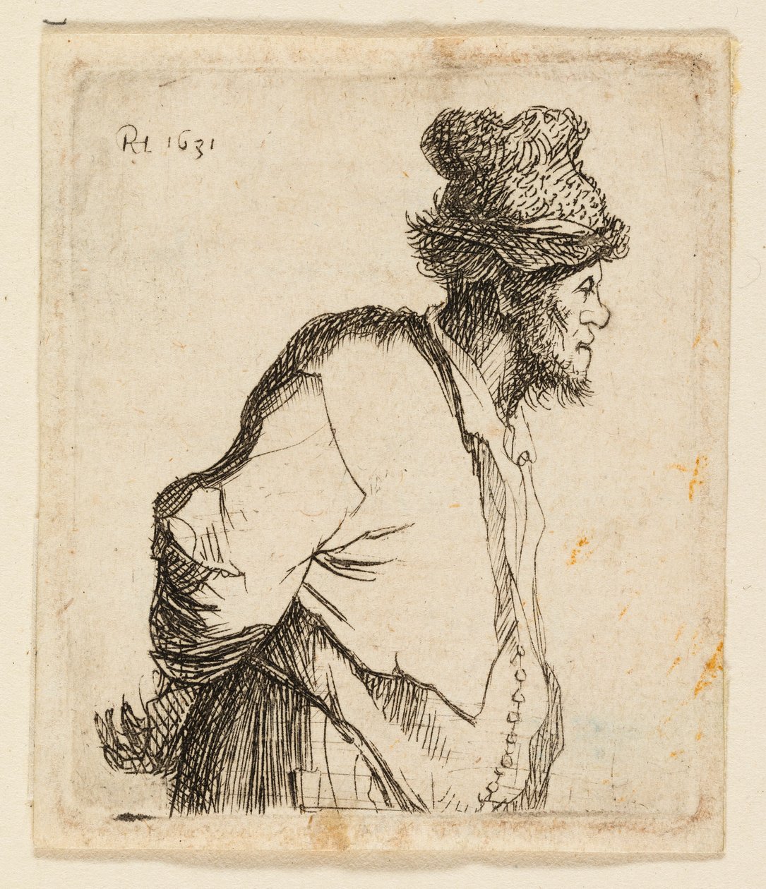 Chłop z rękami za plecami autorstwa Rembrandt van Rijn