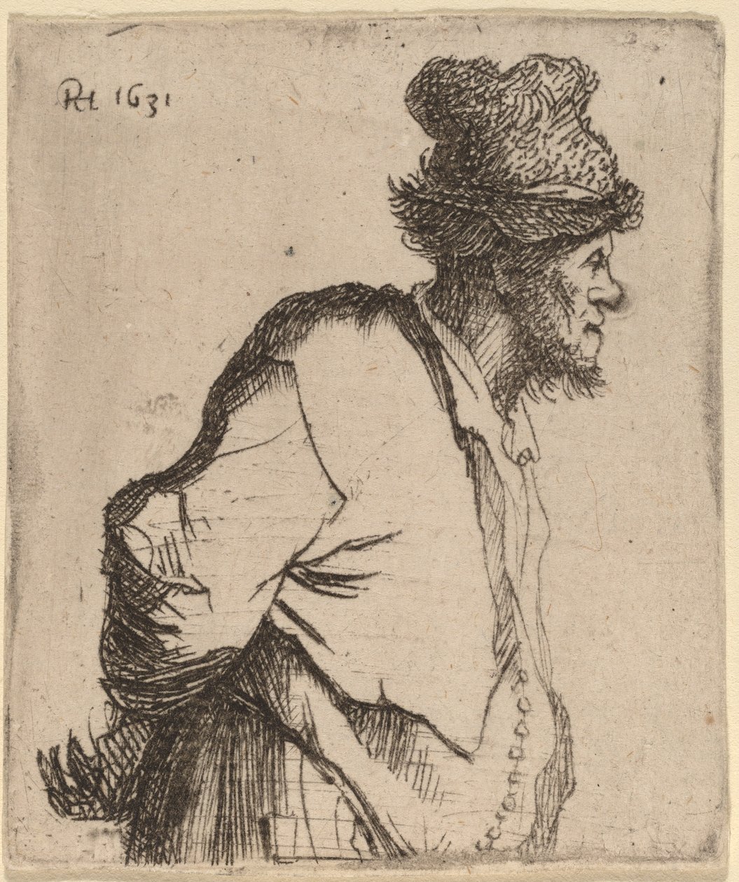 Chłop z rękami za plecami autorstwa Rembrandt van Rijn