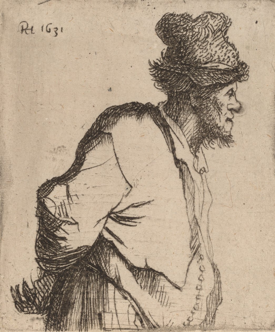 Chłop z rękami za plecami, 1631. autorstwa Rembrandt van Rijn