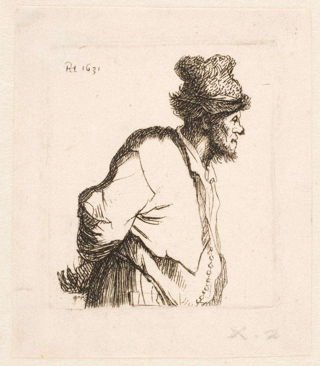 Chłop z rękami za plecami autorstwa Rembrandt van Rijn