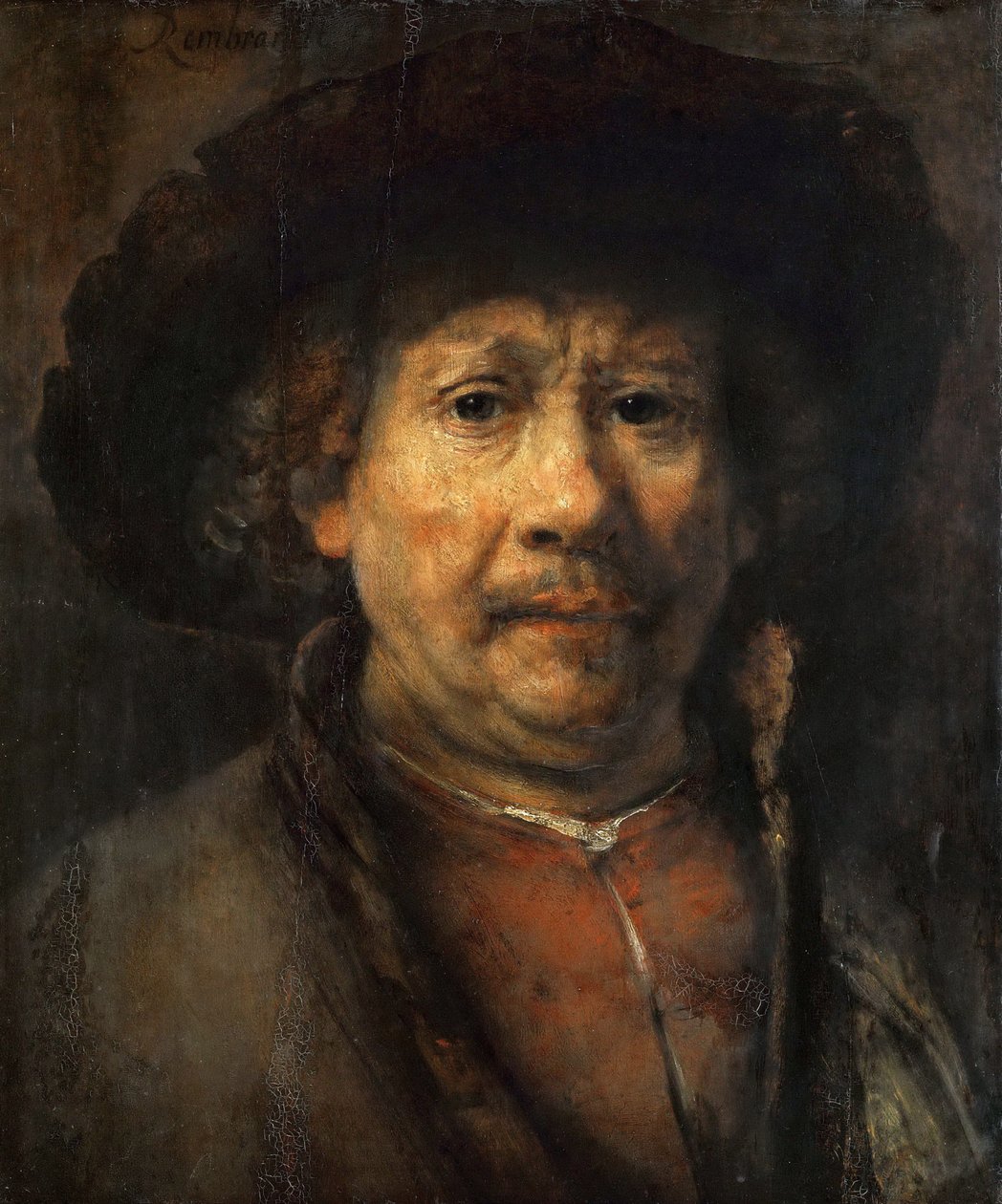 Mały autoportret - Mały autoportret autorstwa Rembrandta van Rhijna (1606-1669). Olej na drewnie, ok. 1657 r. Rozmiar: 48x40,6 cm. Muzeum Historii Sztuki, Wiedeń autorstwa Rembrandt van Rijn