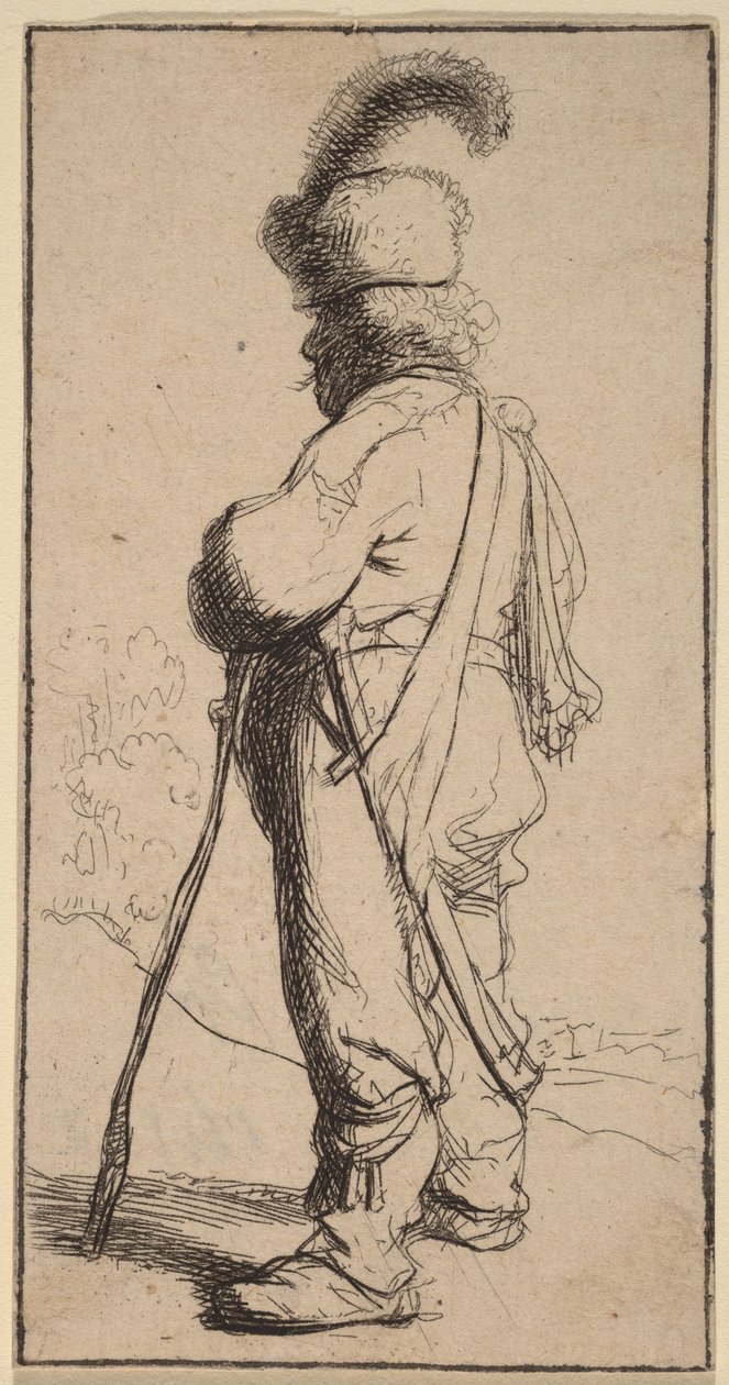 Polak opierający się na lasce autorstwa Rembrandt van Rijn