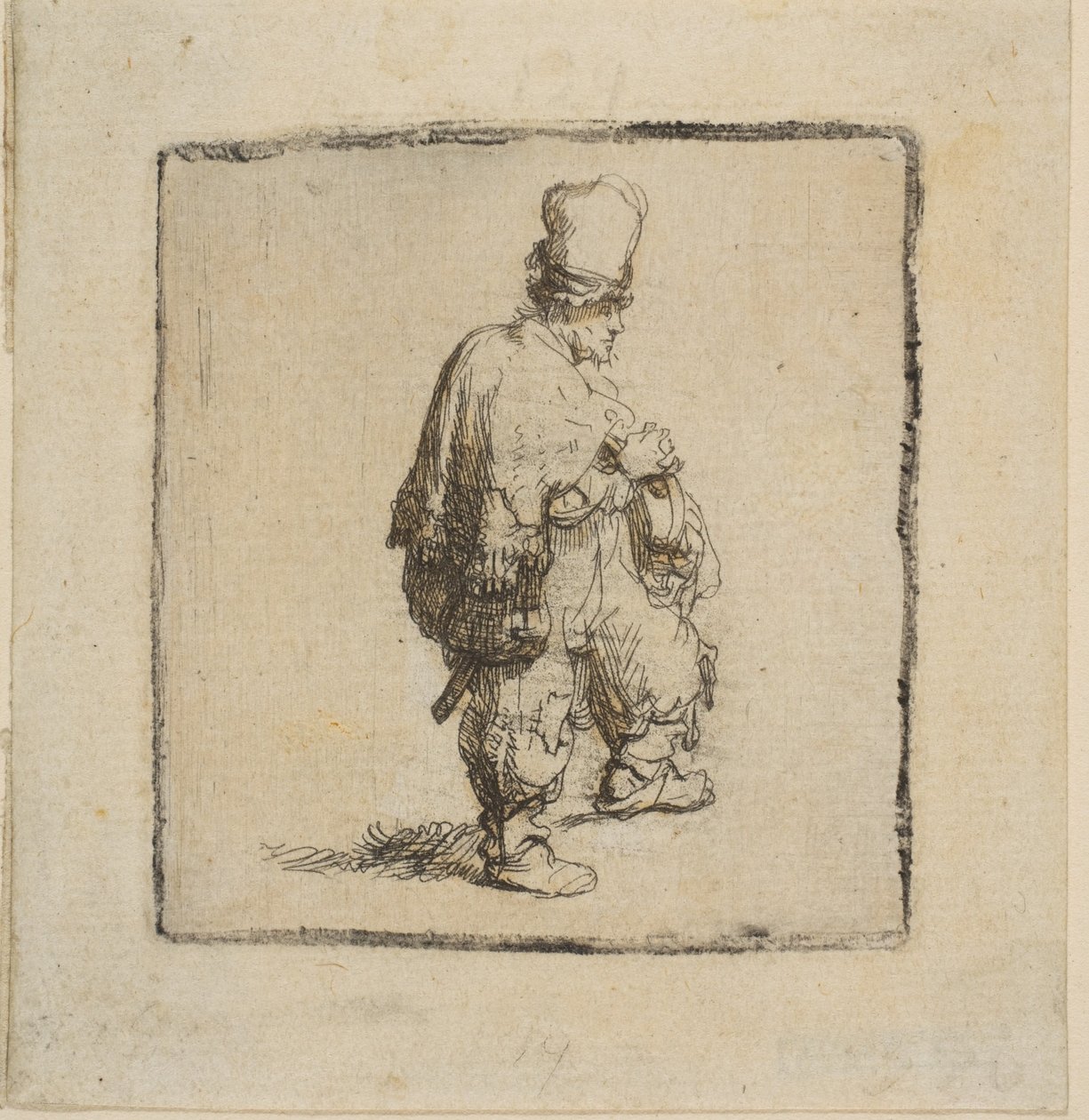 Polak stojący z założonymi rękami, 1630-40. autorstwa Rembrandt van Rijn