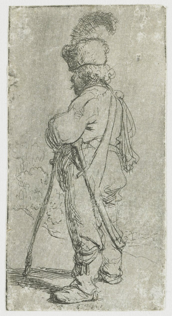 Polak opierający się na lasce autorstwa Rembrandt van Rijn