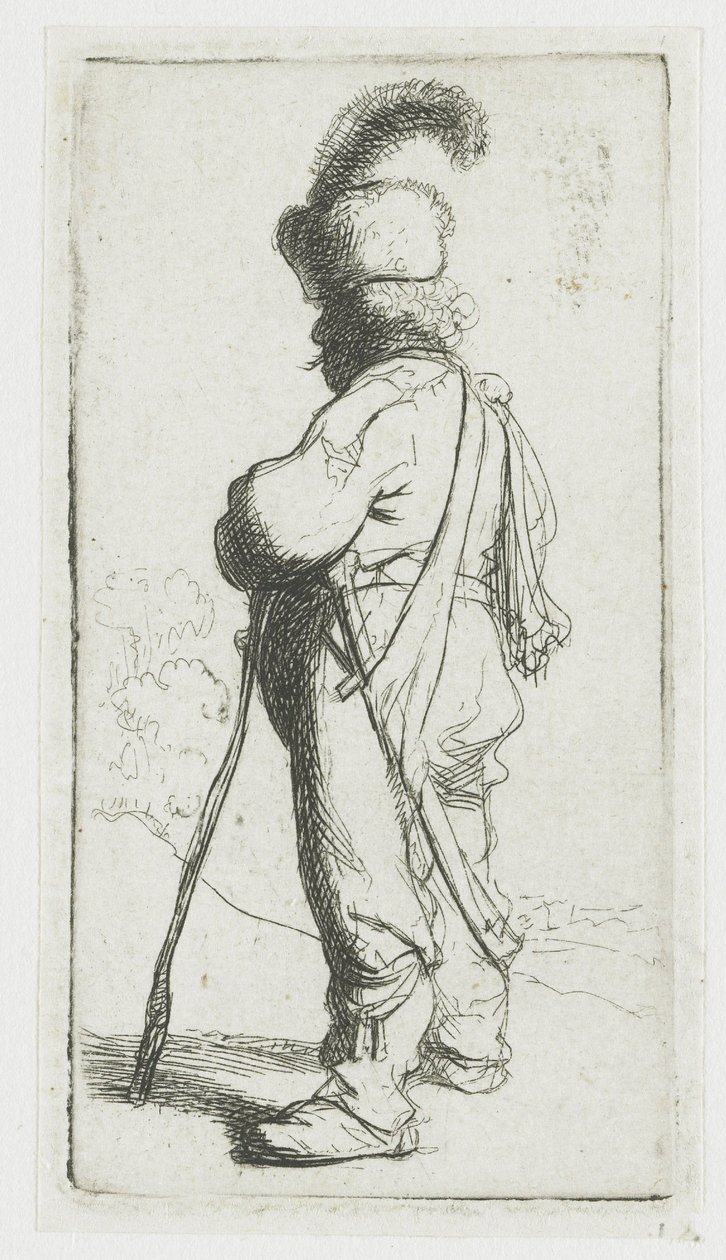 Polak opierający się na lasce autorstwa Rembrandt van Rijn