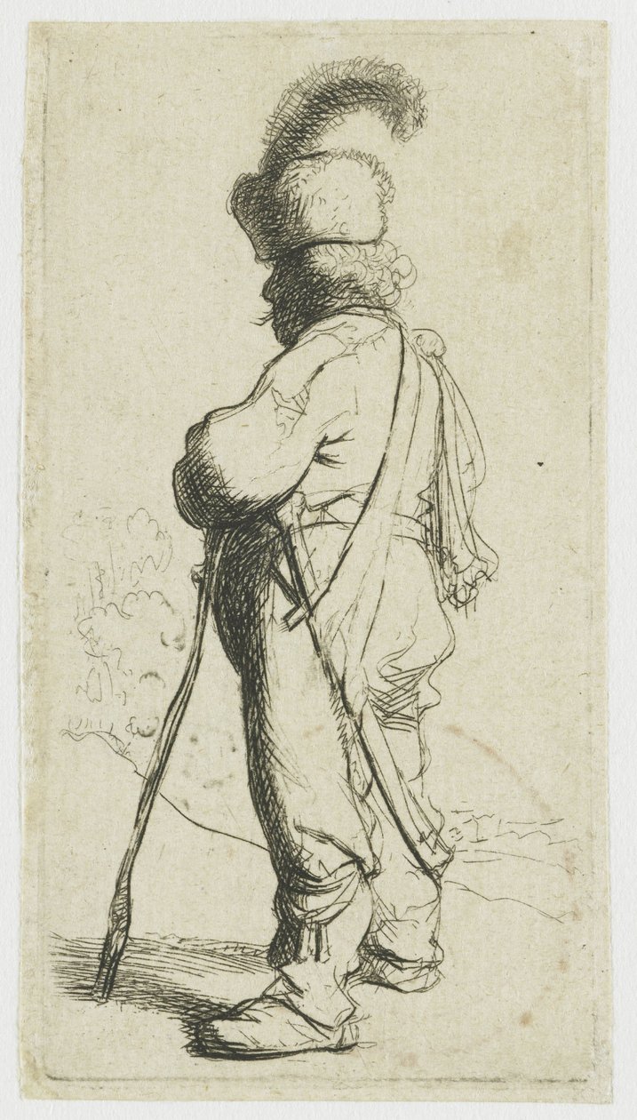 Polak opierający się na lasce autorstwa Rembrandt van Rijn