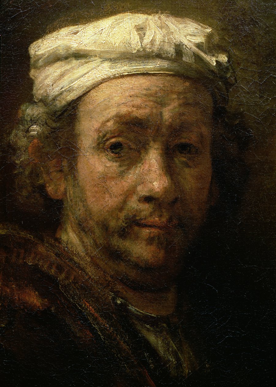 Portret artysty przy sztalugach, detal twarzy, 1660 (detal z 91054) autorstwa Rembrandt van Rijn
