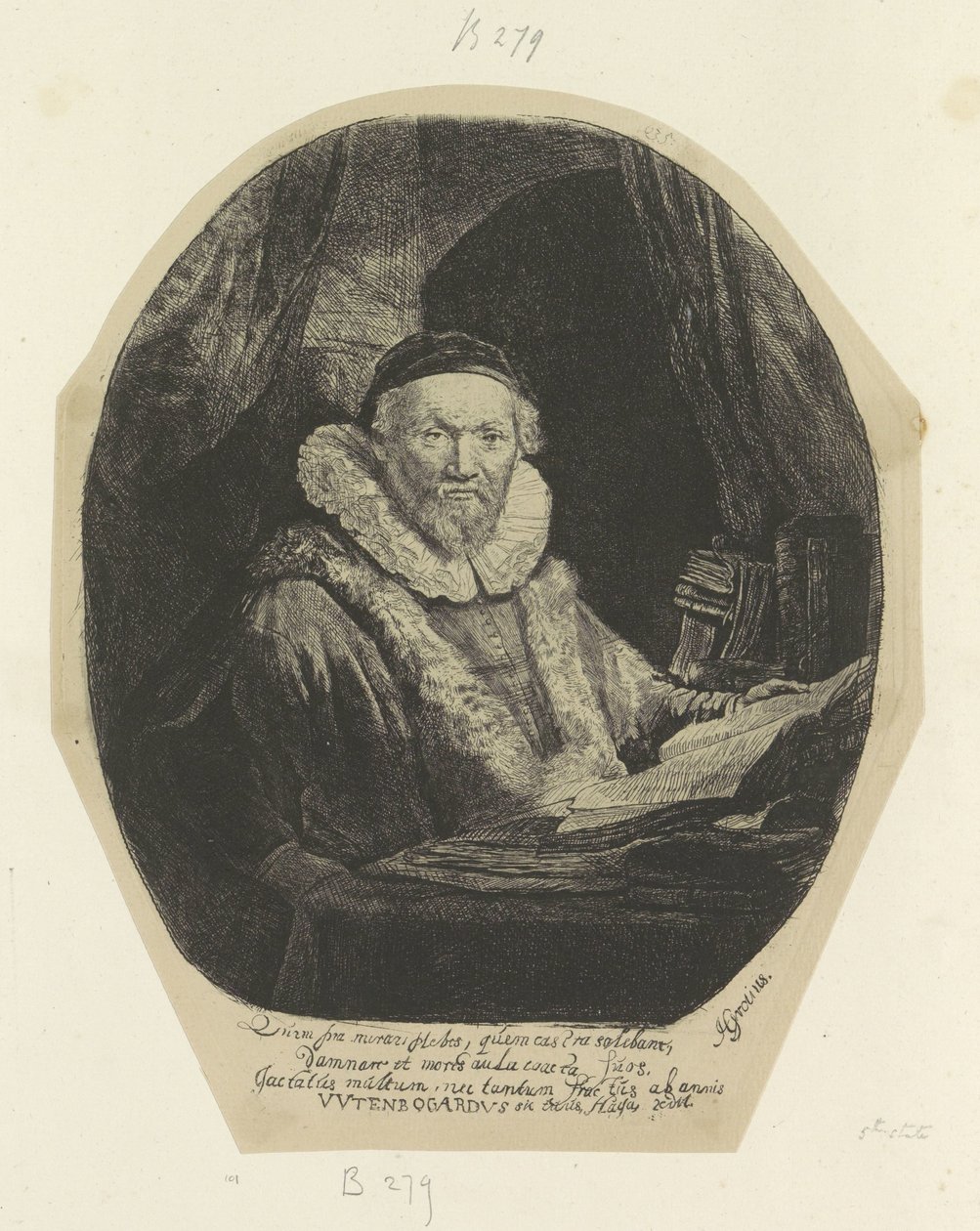 Portret van de Remonstrante przepowiadający Jana Wtenbogaerta Kolekcja osiemdziesięciu pięciu oryginalnych grafik (tytuł serii) autorstwa Rembrandt van Rijn