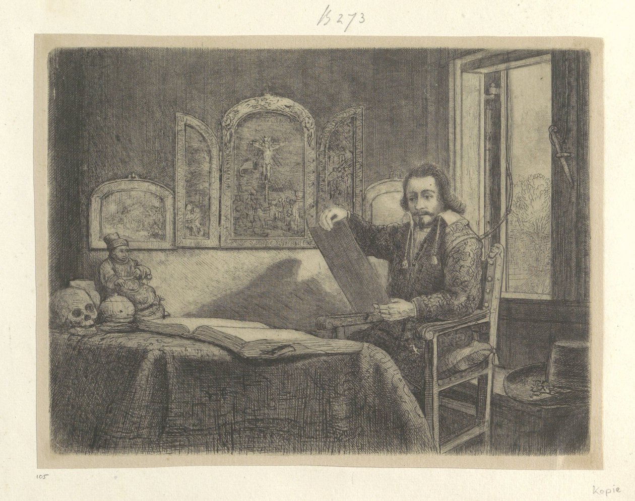 Portret van de apotheker Abraham Francen Kolekcja osiemdziesięciu pięciu oryginalnych grafik (tytuł serii) autorstwa Rembrandt van Rijn