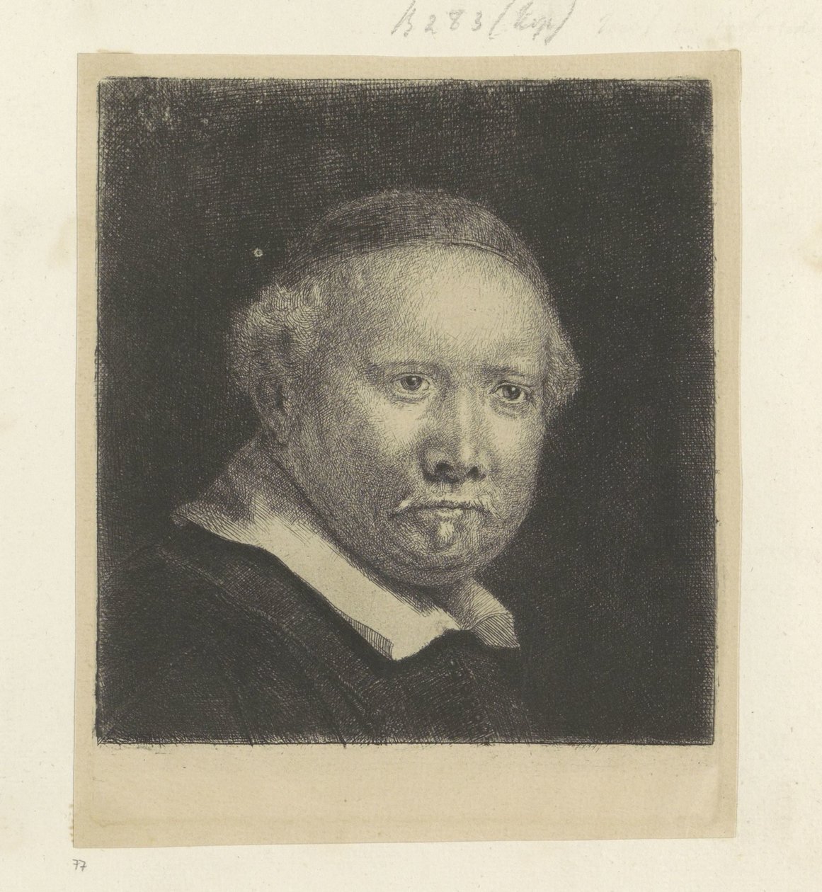 Portret pisarza Lievena Willemsza. van Coppenol: duży talerz Recueil de quatre-vingt-cinq estampes originales (tytuł serii) autorstwa Rembrandt van Rijn