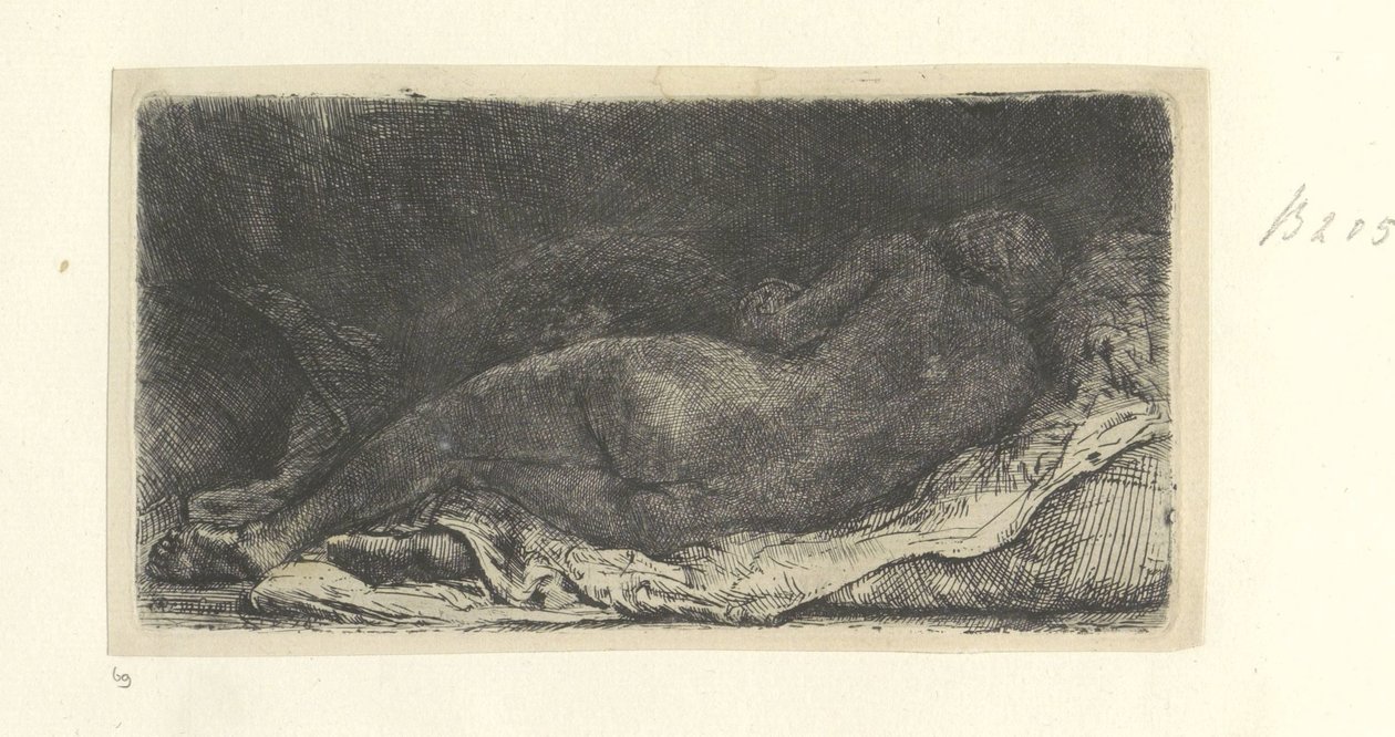 Półleżąca nagość kobieca autorstwa Rembrandt van Rijn