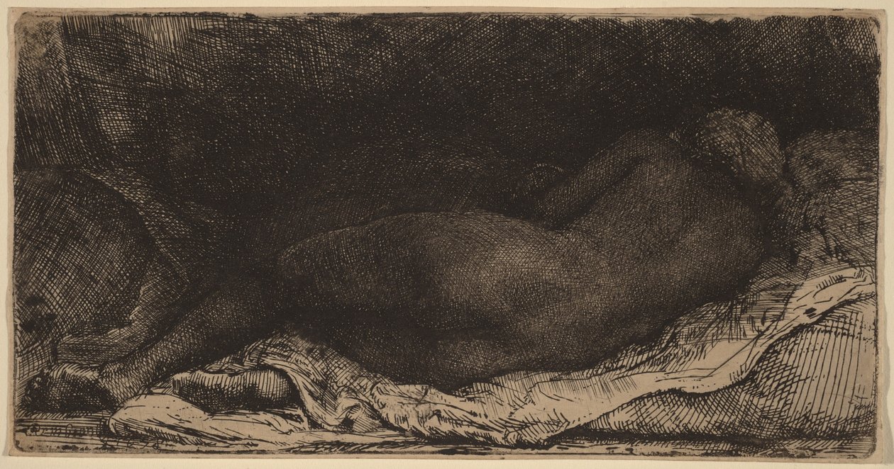 Leżąca naga kobieta autorstwa Rembrandt van Rijn