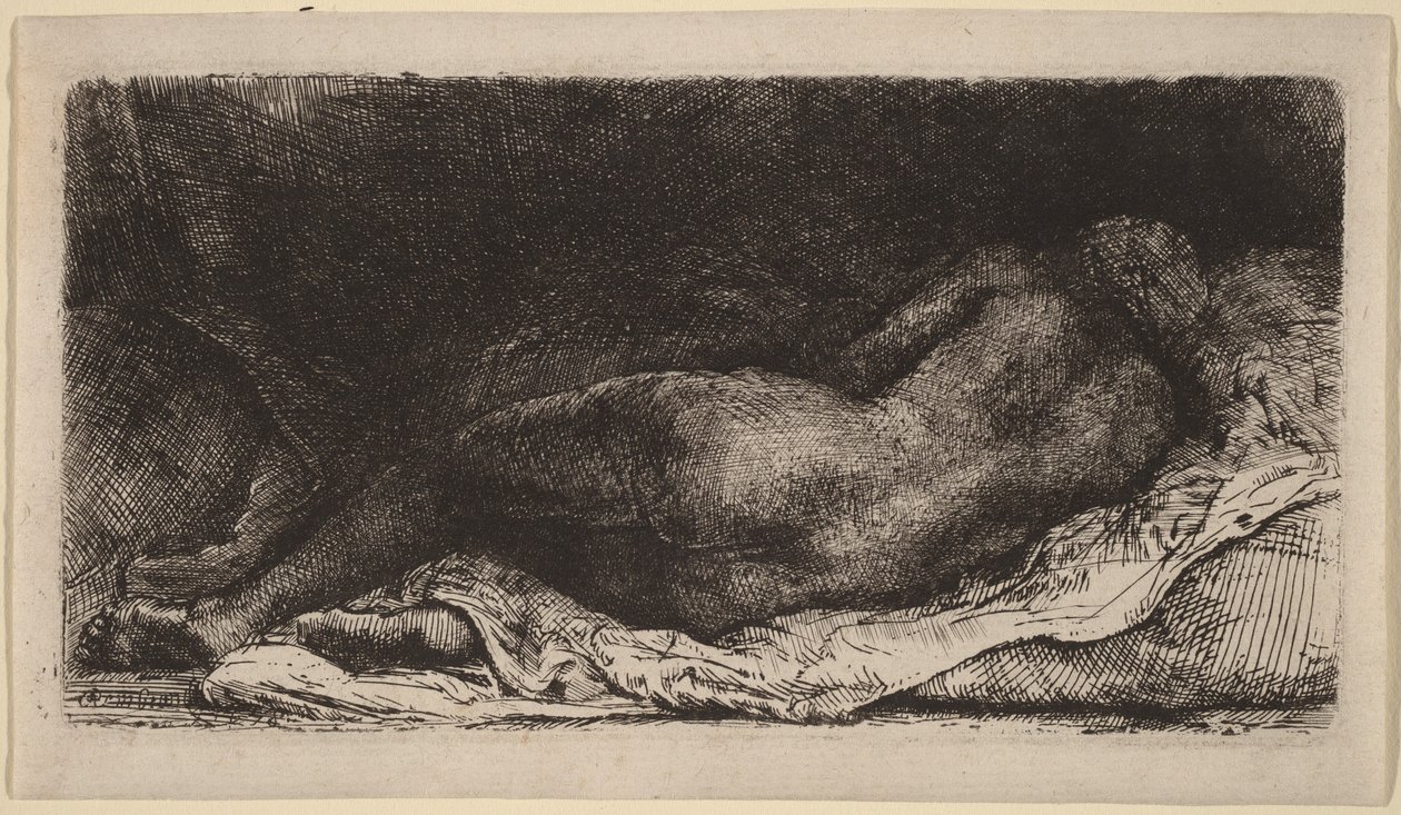 Leżąca naga kobieta autorstwa Rembrandt van Rijn
