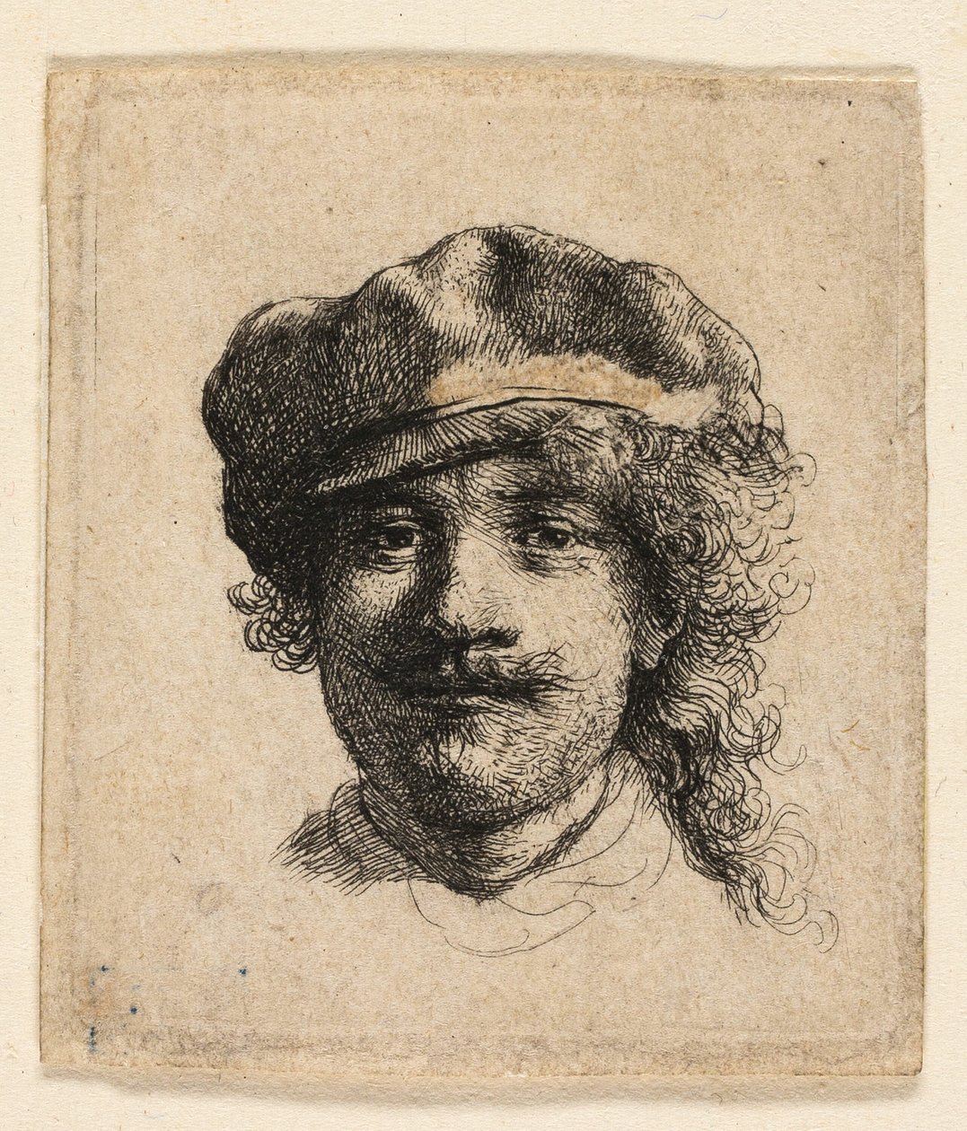 Rembrandt w miękkiej czapce: pełna twarz: tylko głowa autorstwa Rembrandt van Rijn