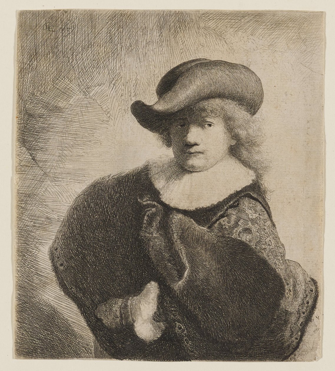 Rembrandt w miękkim kapeluszu, noszonym przekrzywionym na bok autorstwa Rembrandt van Rijn